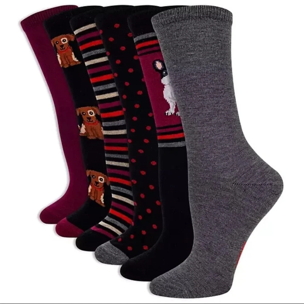 HOTSOX 6 Pairs Women’s Dogs Crew Socks Gift Set